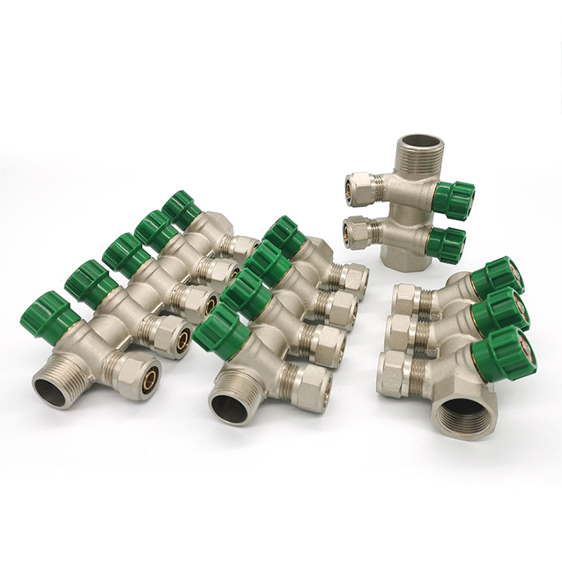 1 Way - 6 Way Manifold with Pex Fitting Compression Screw Adaptor for Underfloor Heating HVAC Thermostat Distributor