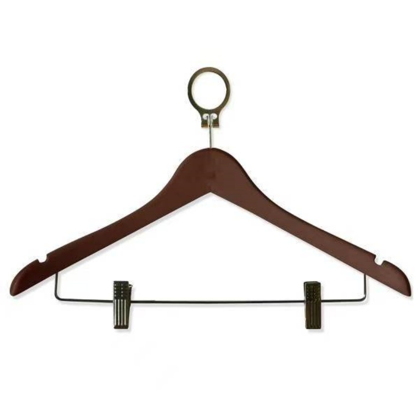 Clip-Free Round Wooden Hangers for Bathroom and Bedroom Clothes