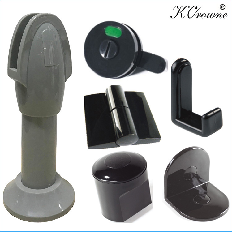 Black Nylon Toilet Cubicle Hardware HPL Toilet Partition Accessories