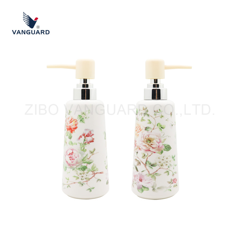 Premium Ceramic Body Wash Bottle Custom Porcelain Refillable Shower Gel Bottle with Pump Head