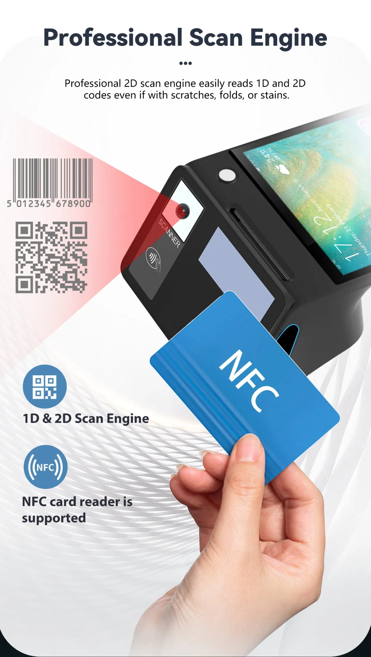 Android NFC Cash Register Portable POS Machine for Retail Restaurants Shops Retailers Z150