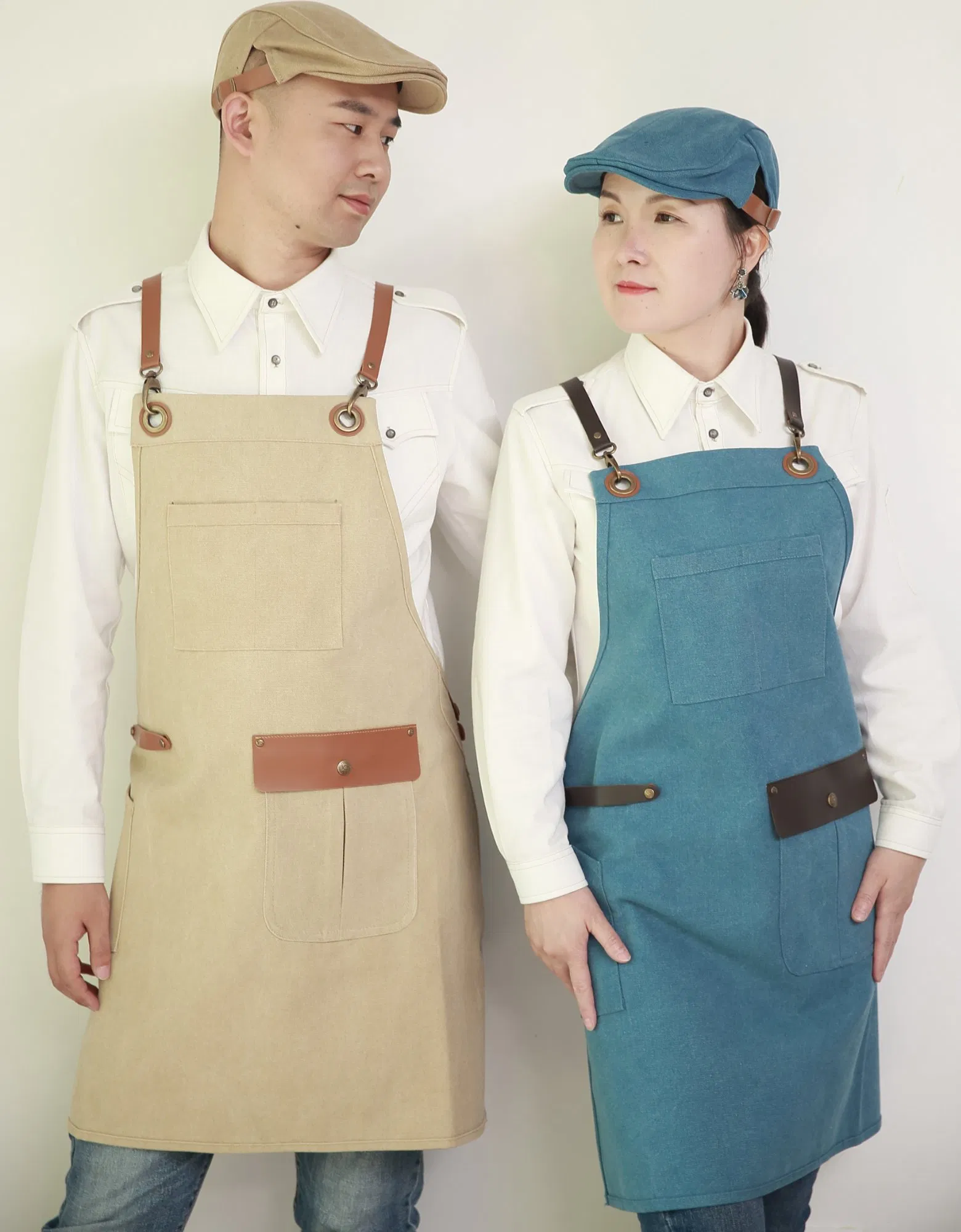 Wholesale Fast Delivery Adjustable Denim Customized Logo Apron Multi-Pocket Demin Apron