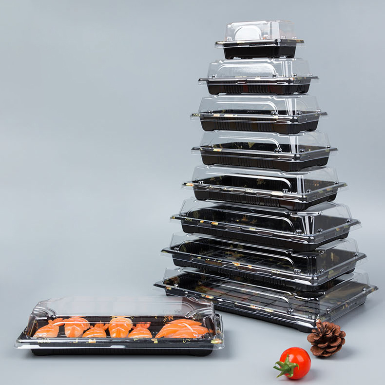 Disposable Plastic Sushi Box with Lid Japanese Packaging Sushi Box