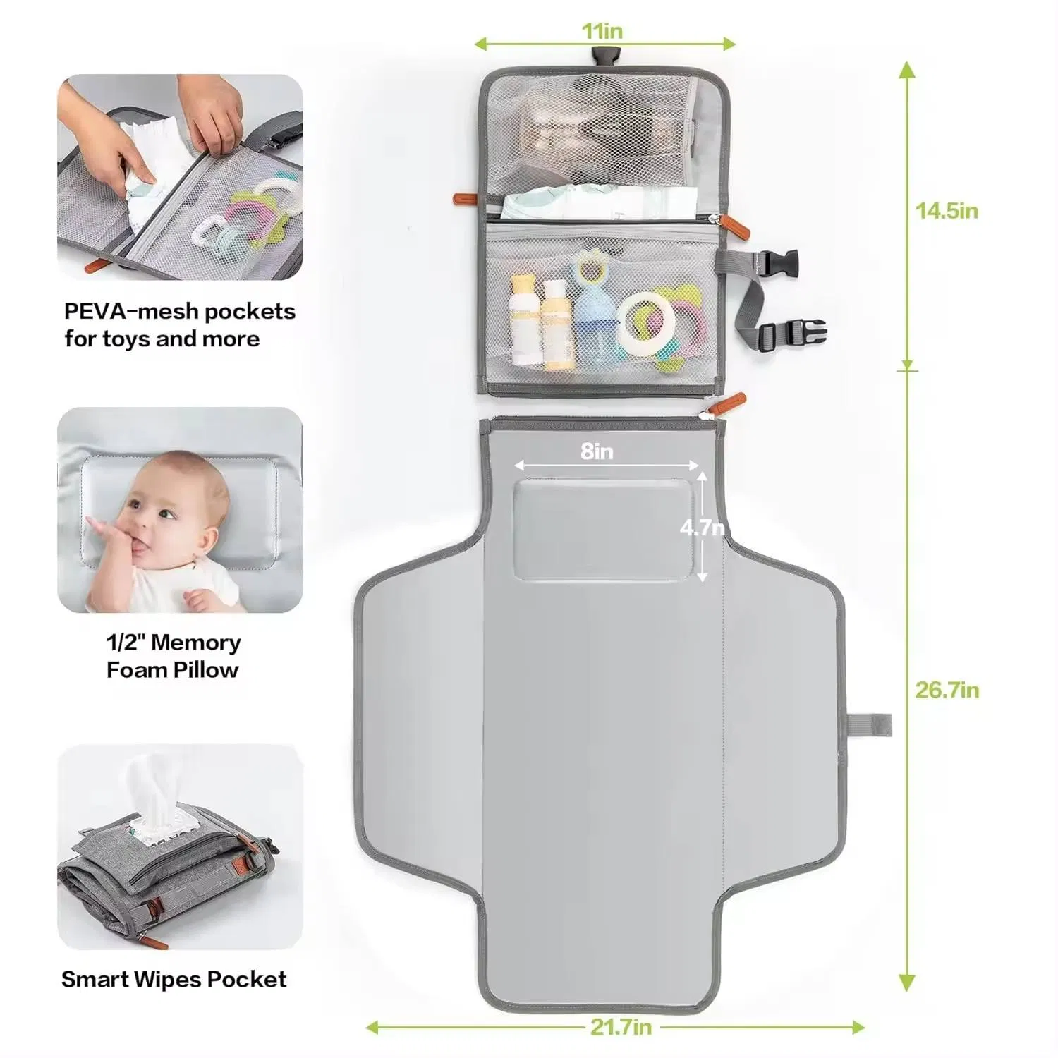 Hot Selling Travel Baby Portable Change Mat Bag Waterproof Baby Diaper Changing Travel Stylish Functional Customizable Logo