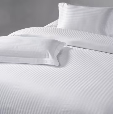 Nantong Customized Size Hotel Bed Sheet 4 Pieces 240tc 3cm Stripe White Jacquard Bedding Set for Hotel and Home