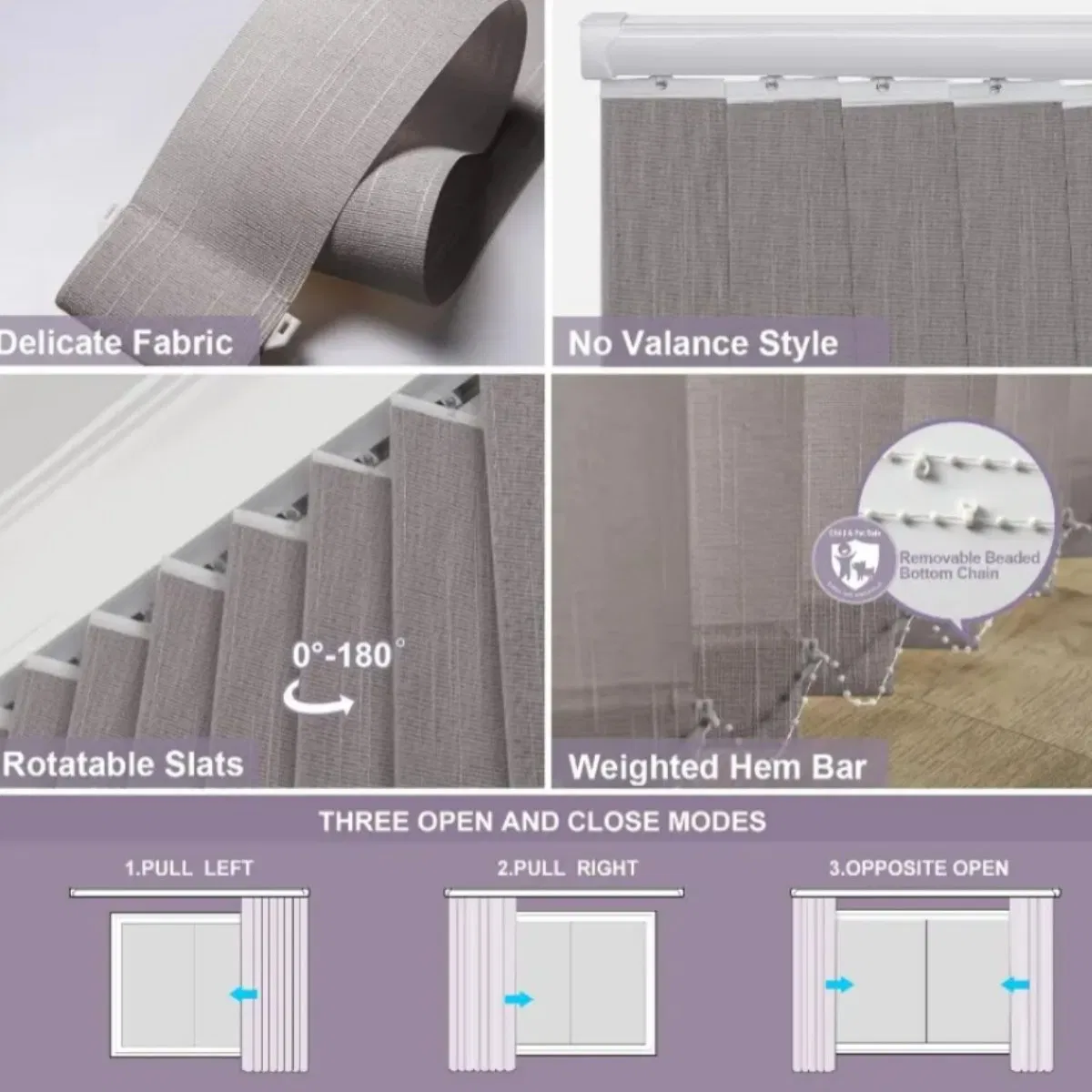 OEM ODM Simple design Blackout Delicate Fabric Vertical Blind for Home