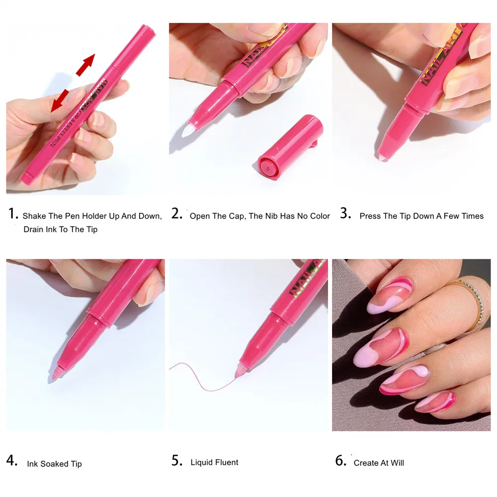 New Product Manicure One Step Glue Three in One Easy to Color Painting Pen Dizzy Pen Tracing Nail Point Flower Pen Hook Line Pen