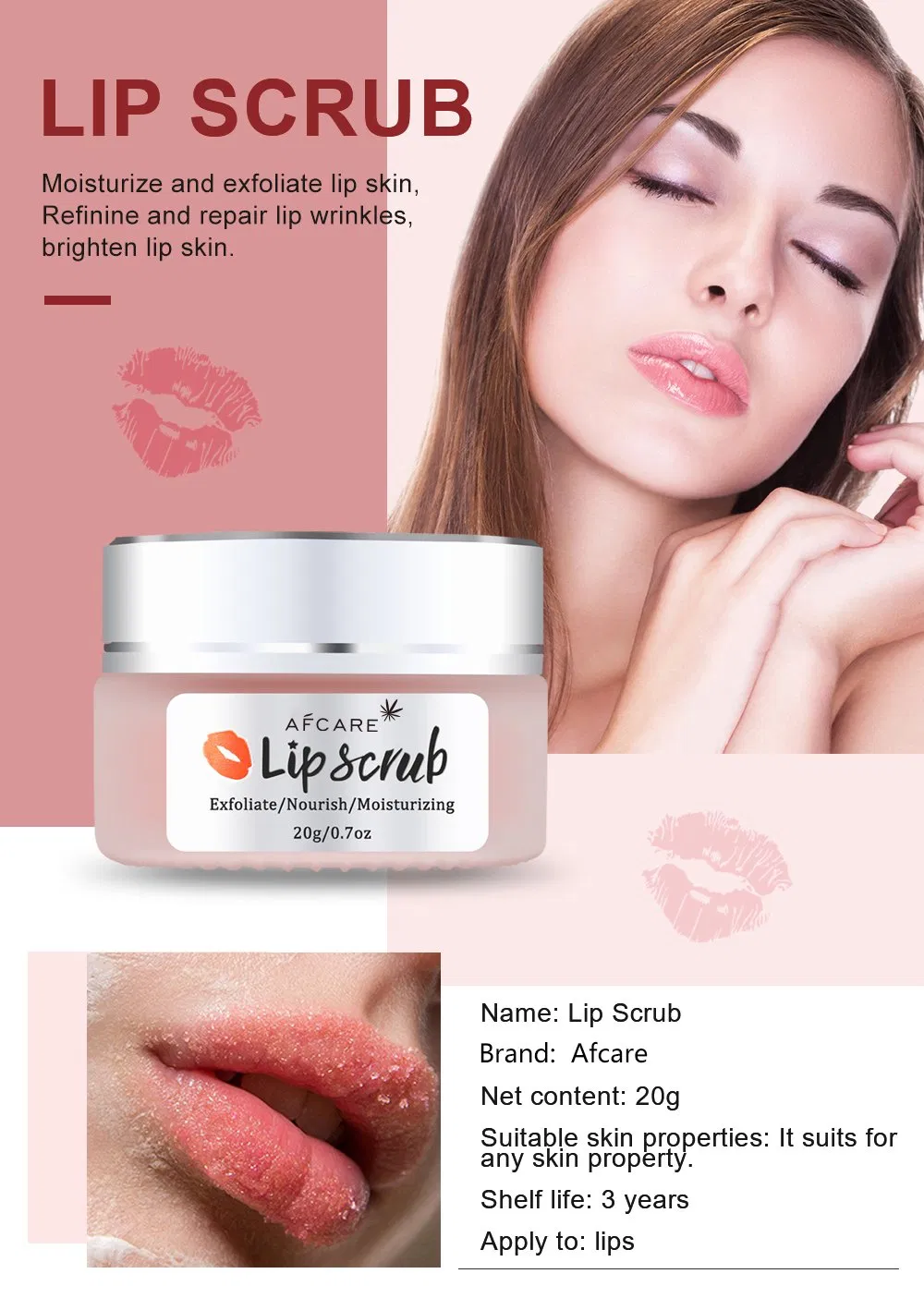 Factory Customizable Strawberry Extract Moisturizing Lip Scrub Lightening Exfoliating Lip Care