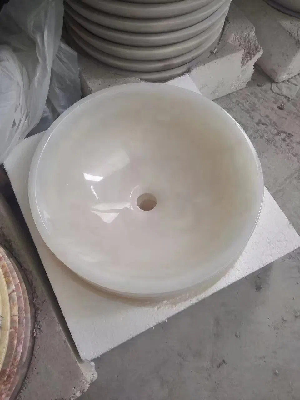 Natural Stone White Onyx Bathroom Vessel Sink Bowl