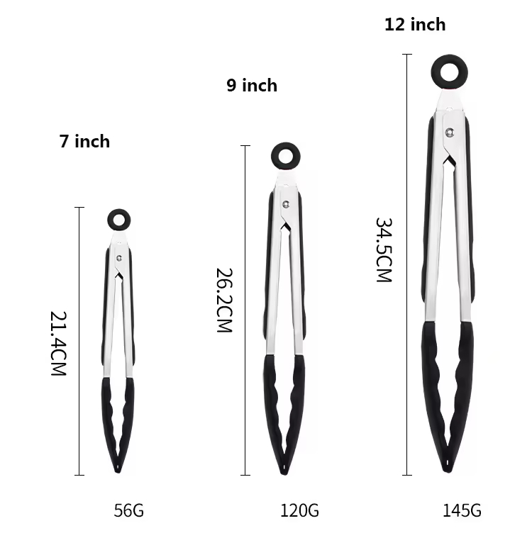 BPA Free Silicone Food Tongs Non-Stick BBQ Cooking Tongs Grilling Locking Kitchen Tongs