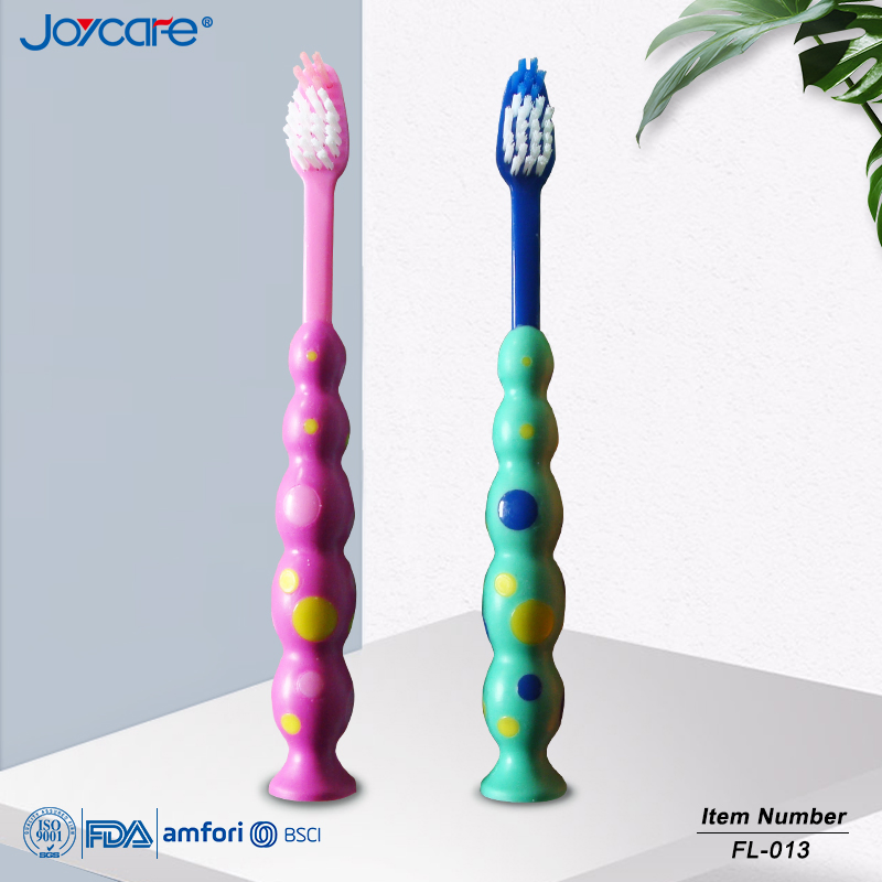 Cute Animal Design Kids Toothbrush with Soft Bristles and Suction Cup