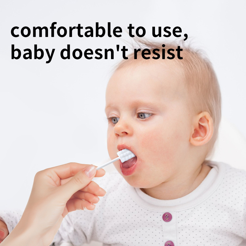 30PCS Disposable Baby Tongue Cleaner with Soft Gauze Brush