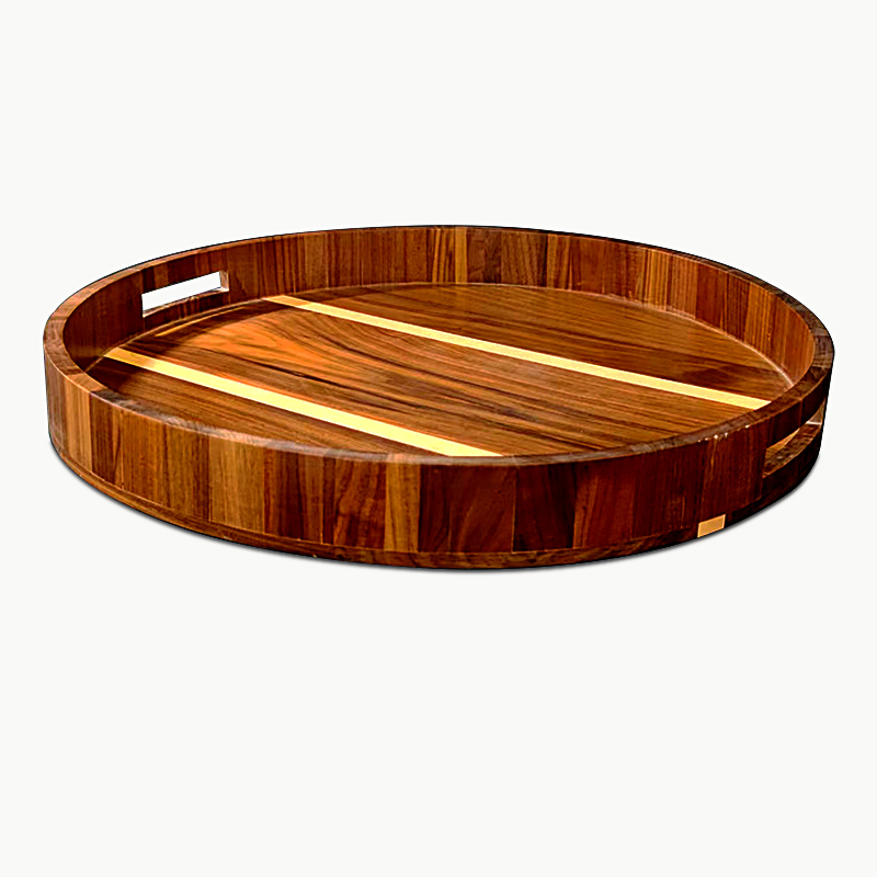 Round High Quality Walnut Food Serving Tray