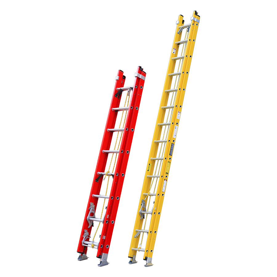 Red Yellow Orange Color Two Section Fiberglass Extension Ladder