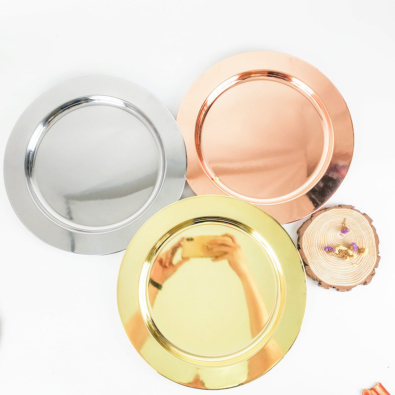 Stainless Steel Cake Tray Dessert Tray Multicolor Serving Round Tray