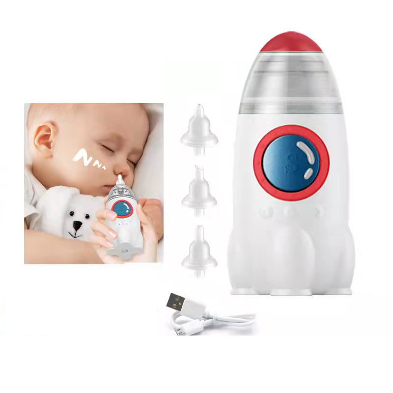 Rocket Design CE Approval Waterproof Quiet Kids Nose Cleaner Electric Baby Nasal Aspirator with Silicone Tips