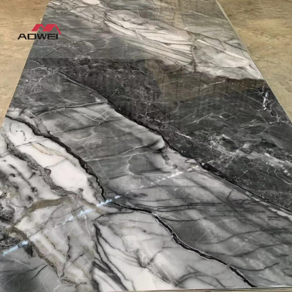 Decoration Materials 1220*2440 Waterproof PVC UV Marble Design Wall Cladding Panel