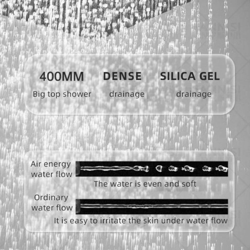 Factory Price Black Shower Set Wall Mounted Rain Waterfall Power Shower