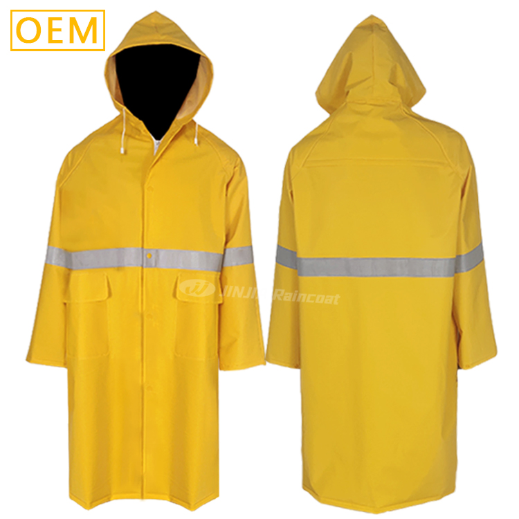 High Quality Heavy Duty PVC Polyester Rain Poncho Adult Mens Waterproof Raincoats for Rain