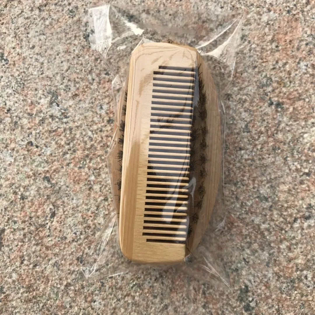 Pure Boar Bristle Beard Brush Set Wood Beard Comb Kit Facial Hair Brush for Men