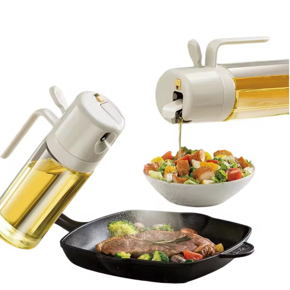 Wholesale Oil Sprayer for Cooking 2 in 1 Glass 550ml 18oz Large Capacity Oil Dispenser Bottle Kitchen