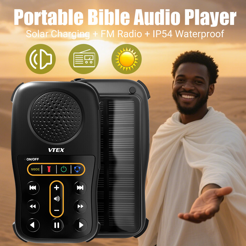 Portable Solar Powered Mini MP3 Music Radio Swahili Language Audio Bible Player
