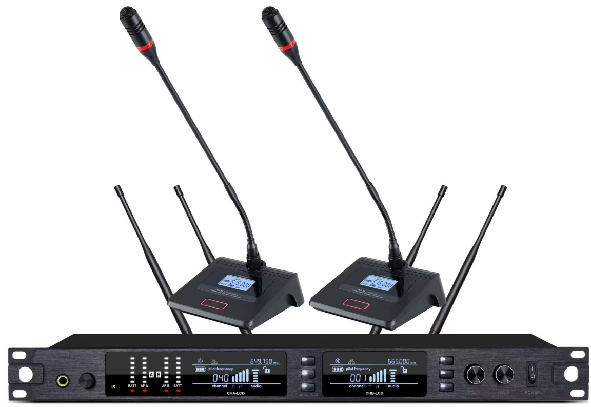 Distance Can Be 300 Meters for Outdoor Use True Diversity Gooseneck Microphone