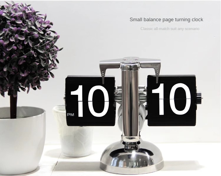 12 Hours Automatic Flipping Clock Retro Flip Down Seat Clock Balance Mechanical