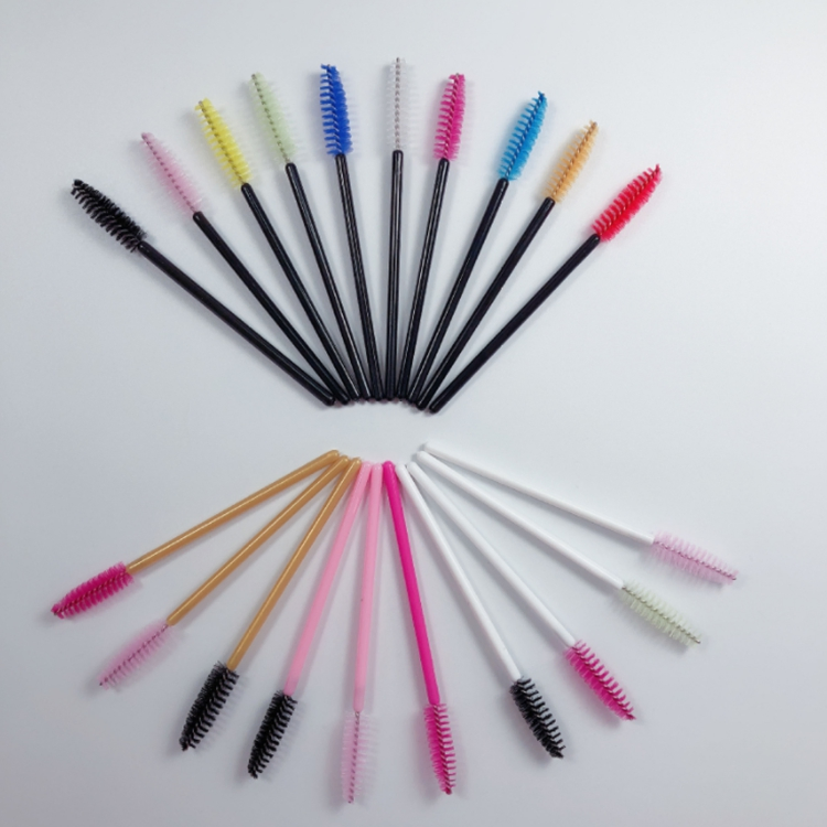 Wholesale 50PCS Per Pack Pink Glitter Disposable Lash Extensions Cleaning Brush Mascara Wands Eye Brow Lash Cleansing Brush