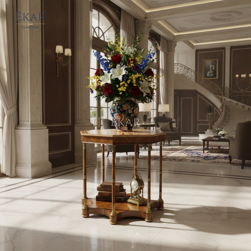 Ekar St. James Luxury Pedestal Stand Hand-Inlaid British Style Lobby Table