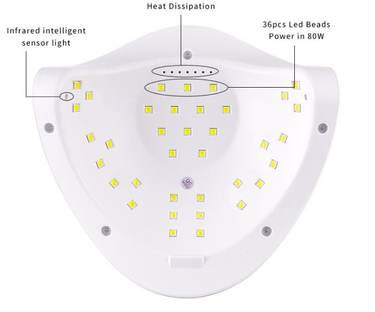 Sunx5plus Manicure Lamp 80W High Power Nail Phototherapy Lamp Nail Dryer