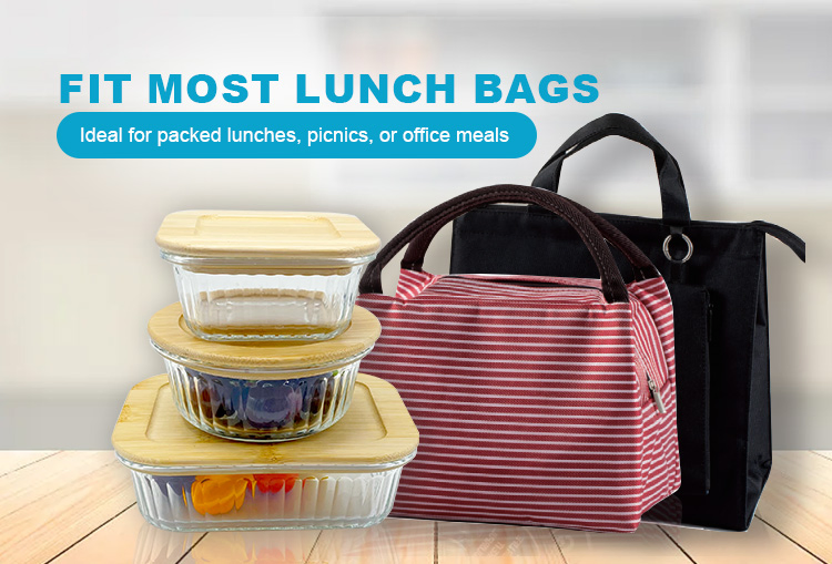 Modernist Stripe-Pattern Glass Food Keepers Containers, Bamboo Air-Tight Lid, Ultra-Clear, Lightweight Yet Sturdy, Perfect for Restaurants & Café S