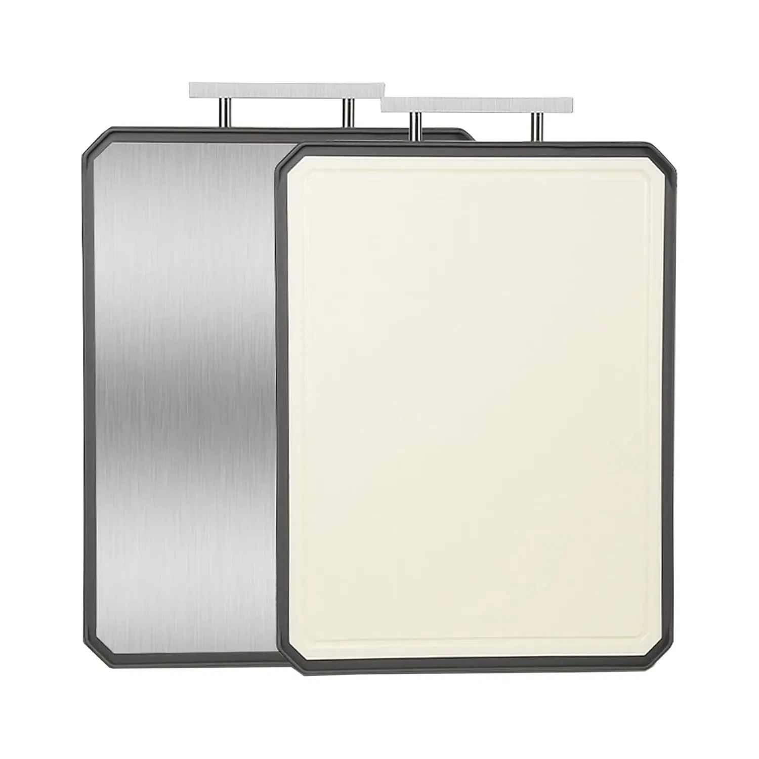 Large Nordic Double Sided 304 Stainless Steel Cutting Board for Kitchen Chopping Board with Handle