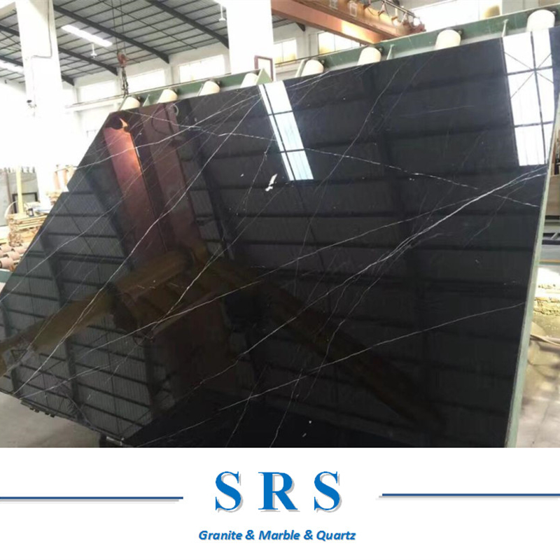 Polished Natural Black Marquina Marble Slabs for Flooring Wall