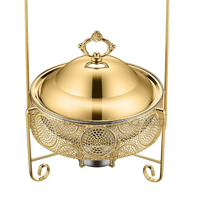 Arabic Stainless Steel Chafer for Catering Hotel Food Warmer Set Stainless Steel 4.0L Royal Gold Chafing Dish with Hanging Lid