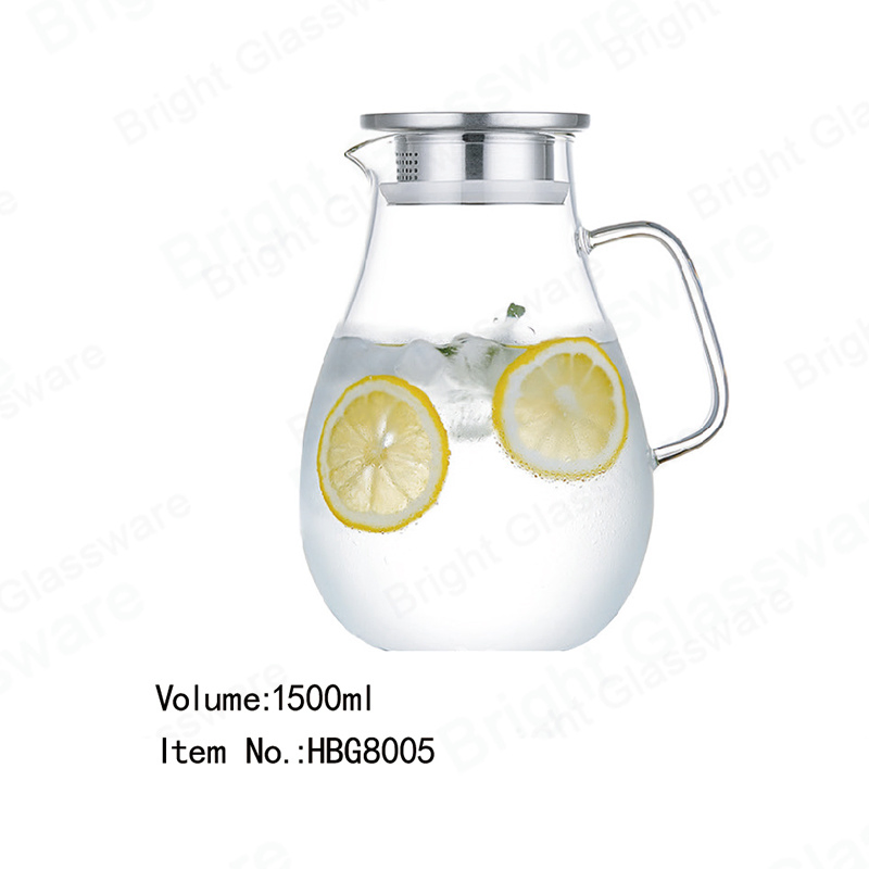 Large High Borosilicate Heat Resistant Glass Pitcher Jugs with Lid
