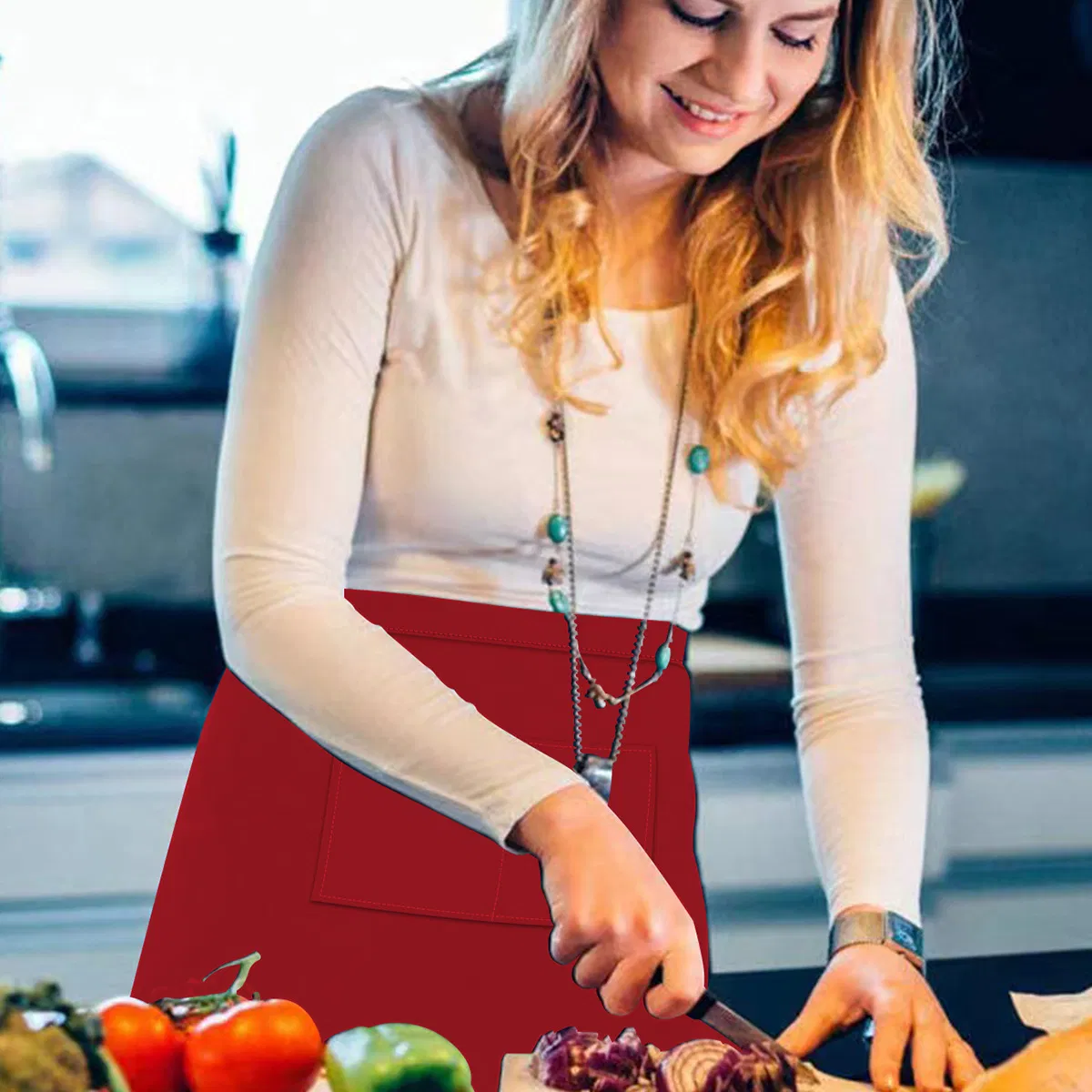 Large-Sized Skirt, Bar Coffee, Solid-Colored Professional Apron, Chef's Half-Length Apron