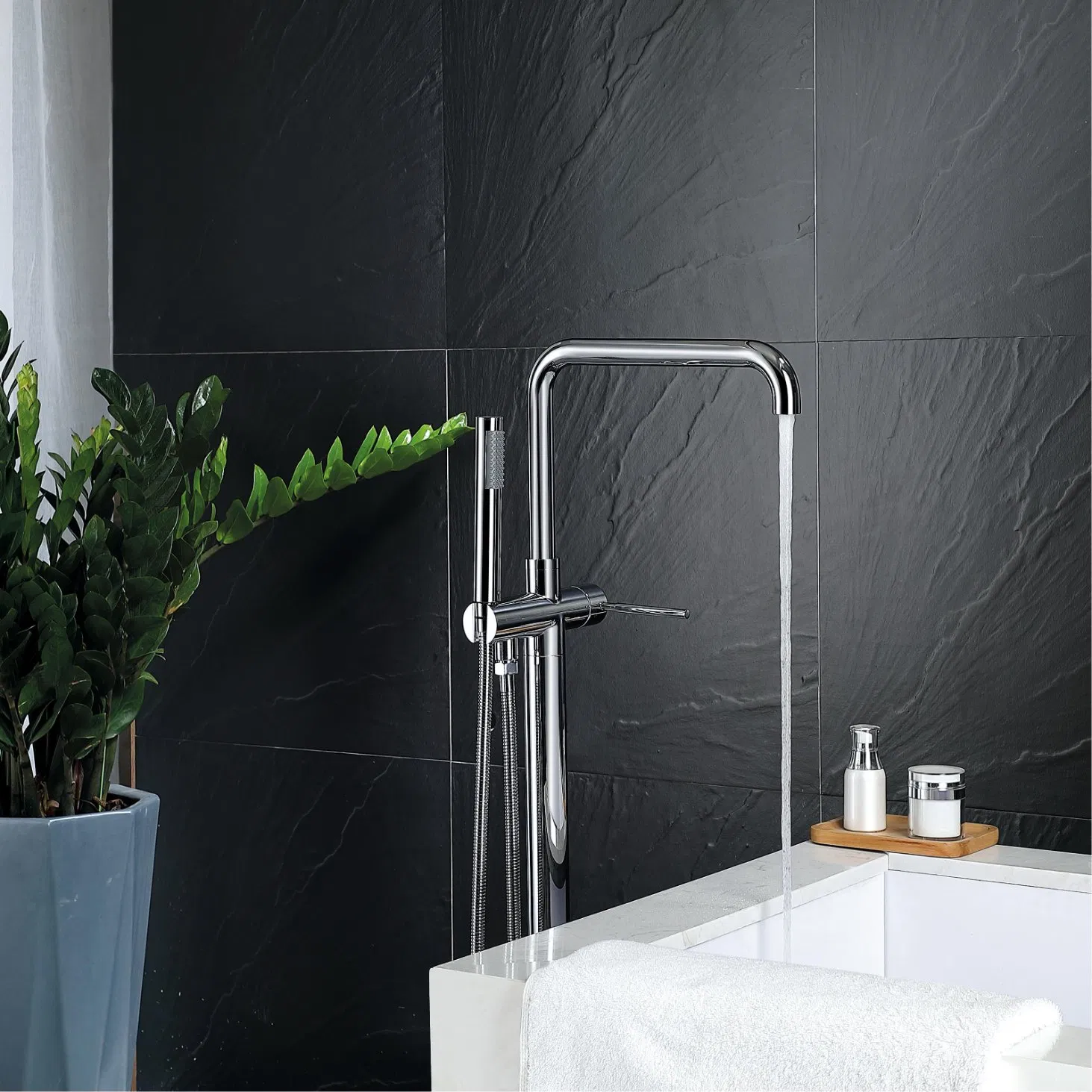 Напольный смеситель для ванны из нержавеющей стали с душем