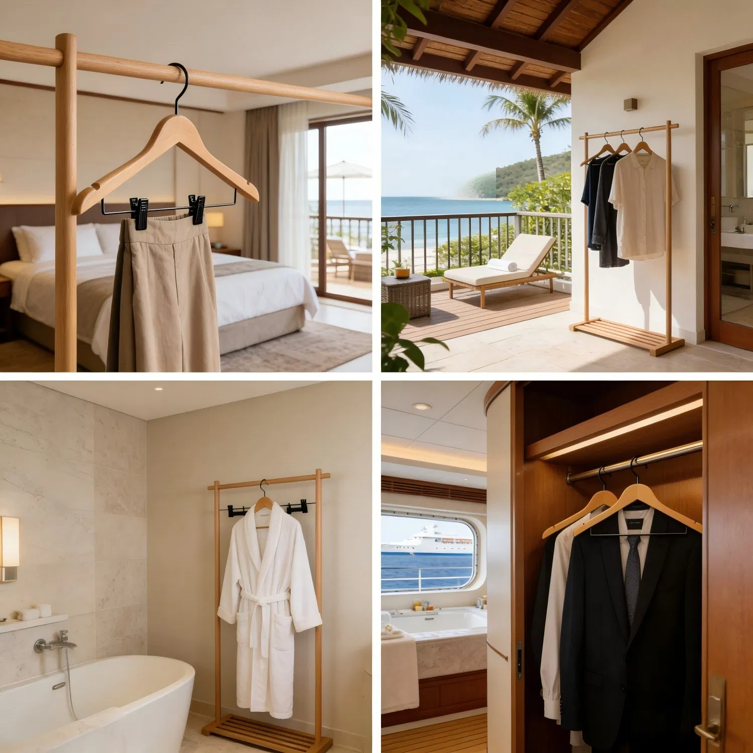 Solid Wood Clothes Hanger for Hotel Resort and SPA with Custom Logo