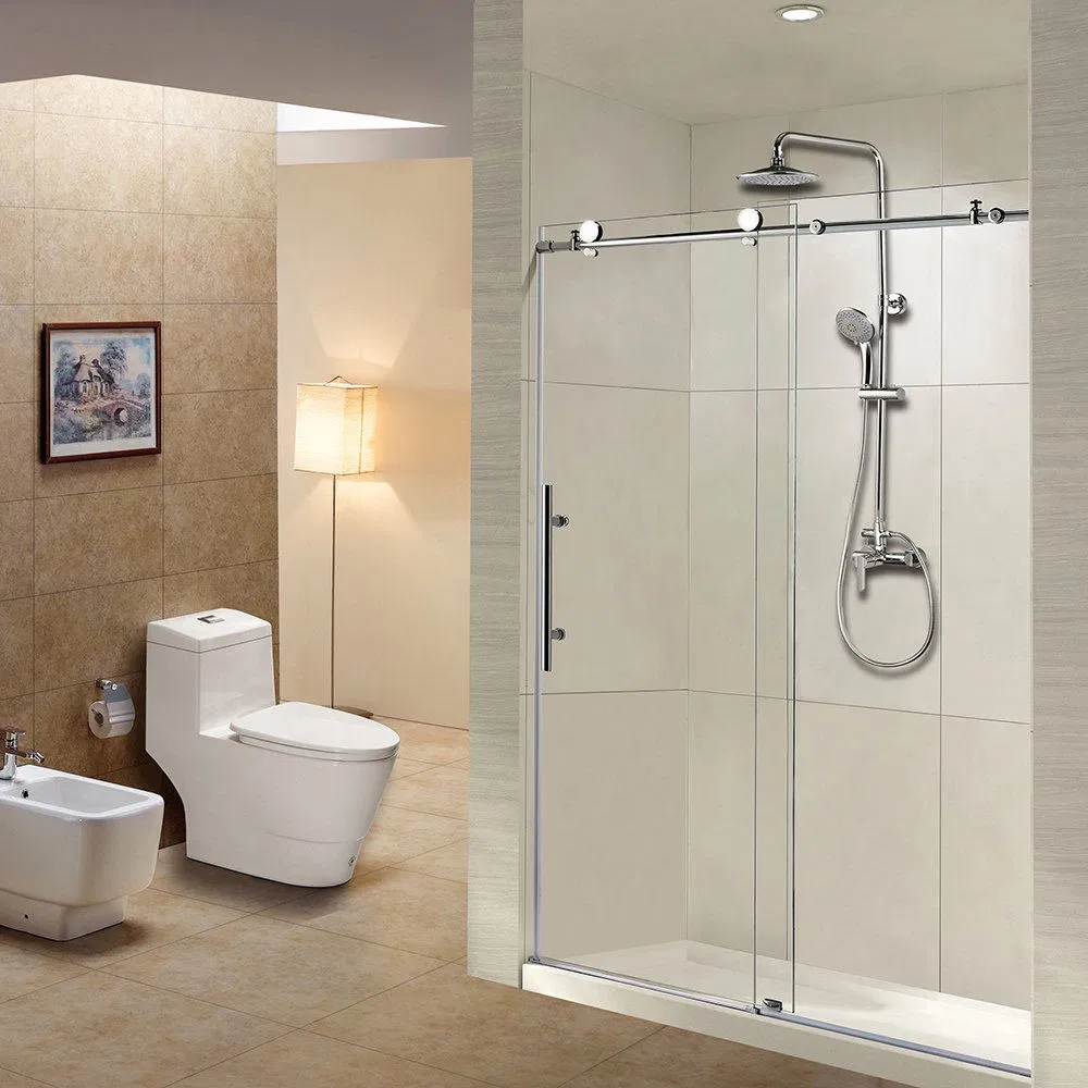Frameless Shower Doors 68-72" Width X 76" Height with 3/8" (10mm) Clear Tempered Glass