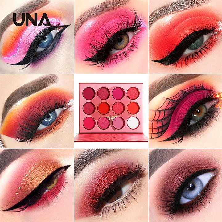 Private Label Makeup Palette Custom High Quality Eyeshadow Glitter Christmas Pink Purple Orange Pallet Eye Shadow
