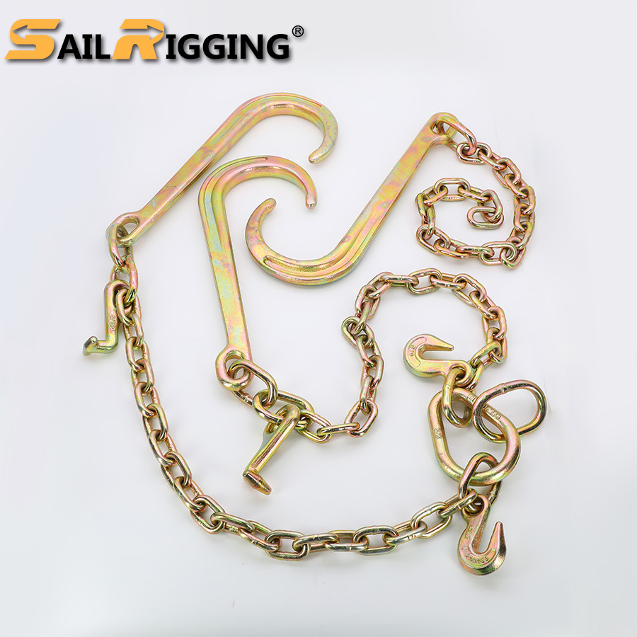 High Tensile 3/ 8 Galvanized G70 Transport Chain Tow Chain and Hooks Chain Link Galvanized Tie Down Chain