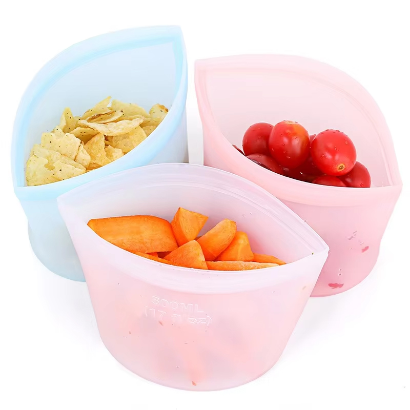 BPA Free Reusable Food Storage Seal Silicone Bag 500ml 1000ml 1500ml