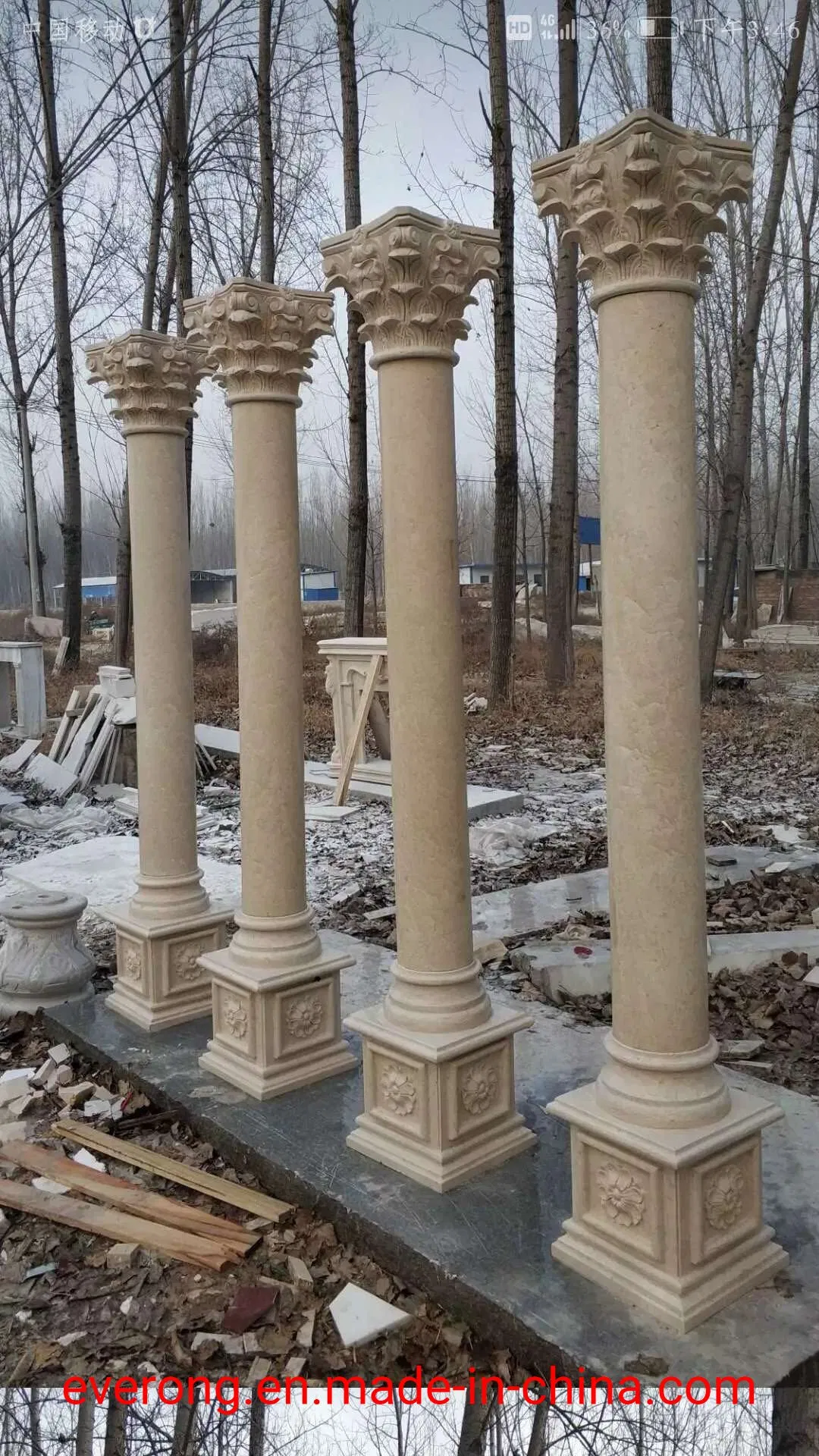 Natural Beige Yellow Sandstone Column for Architectural Building Project