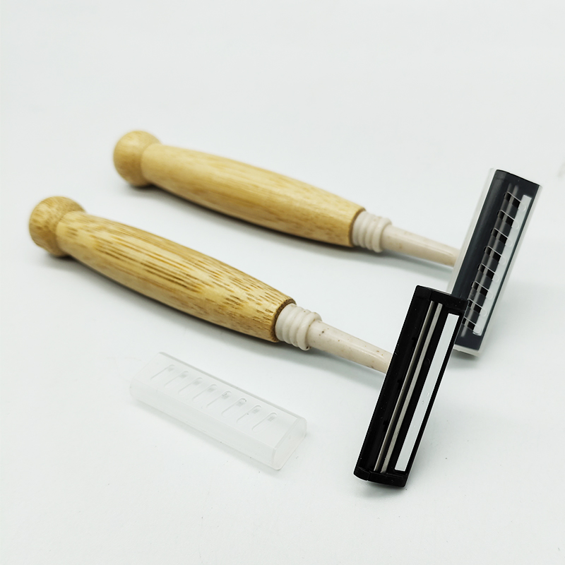 Eco-Friendly Manual Razor Natural Bamboo Handle for Home Hotel Travel Use