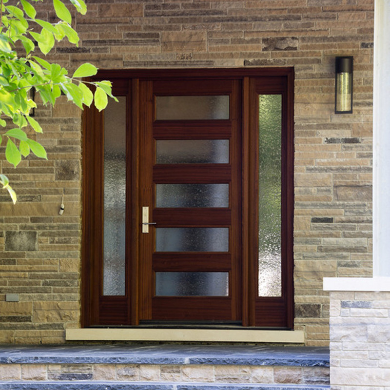 Wholesale Tempered Glass Inserts Solid Exterior Double Wood Doors