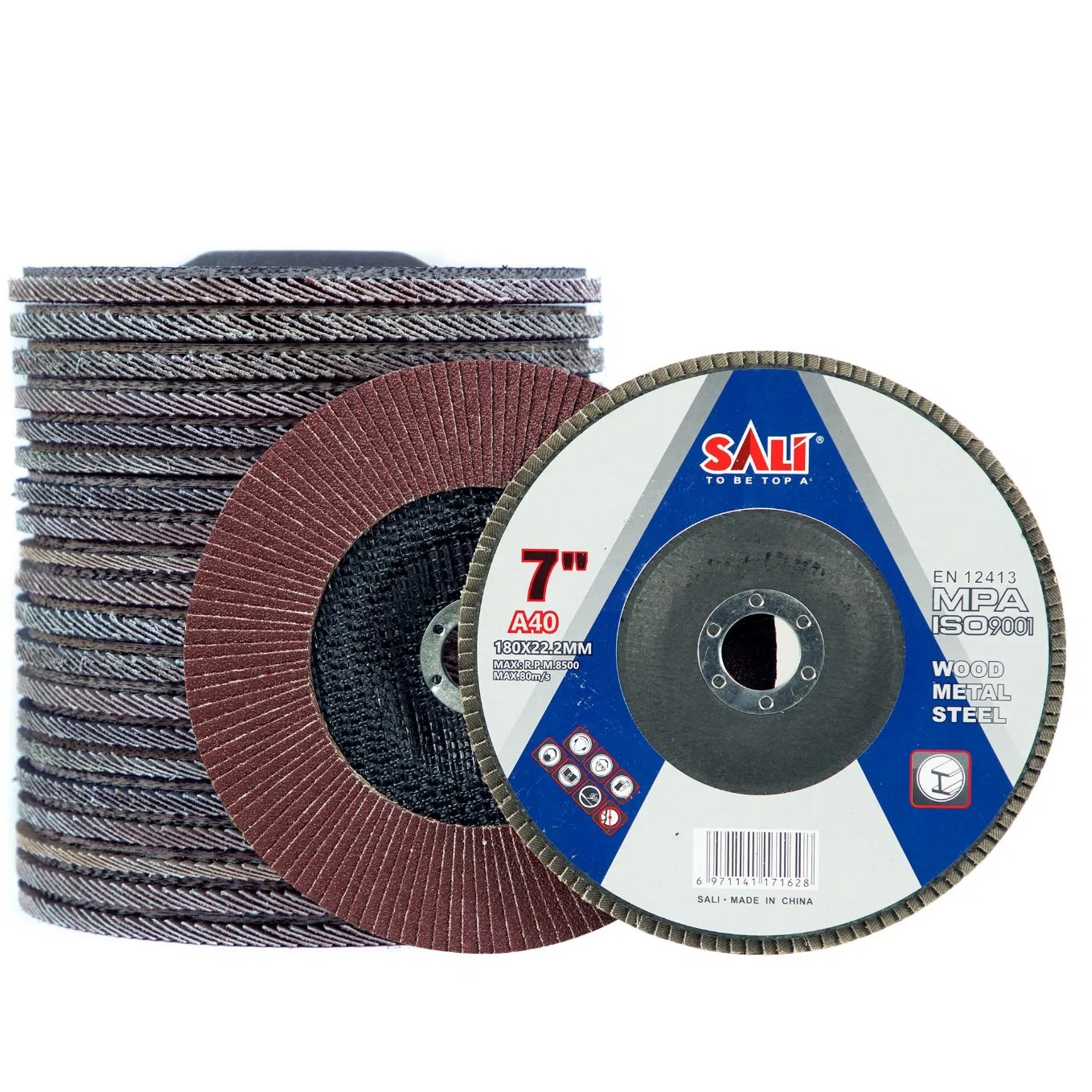 Sali 180*22.2mm P40-120 T27 Aluminum Oxide Flap Disc