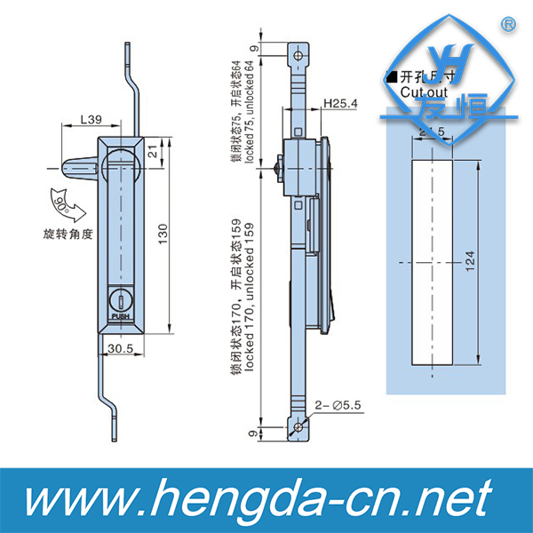 Yh9499 Electrical Panel Cabinet Latch Key Door Rod Control Lock