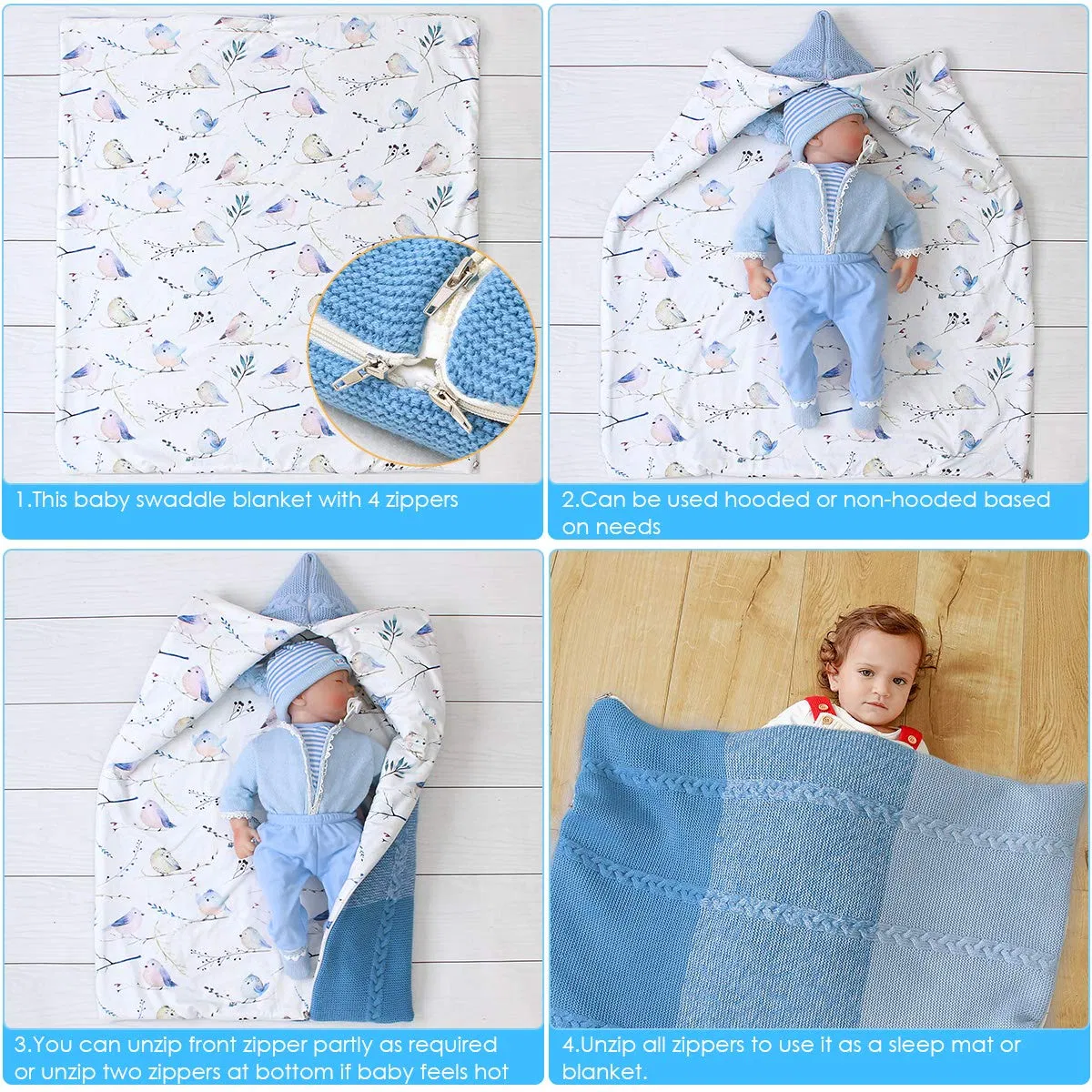 Durable Baby Swaddle Blanket Stroller Wrap Soft Thick Newborn Sleeping Bunting Bag