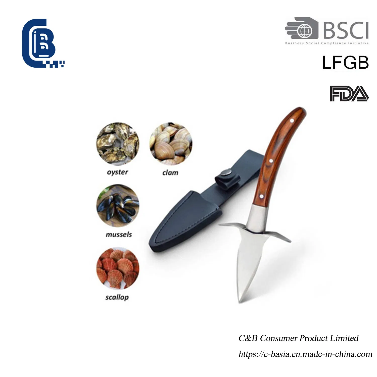 Нож для устриц с деревянной ручкой